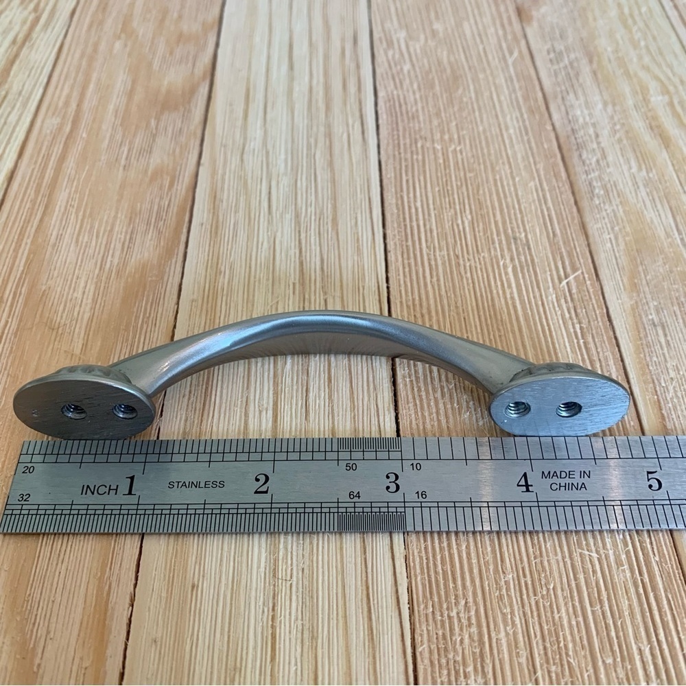 6 Drawer Pulls Dual Mount Shell Pull Satin Nickel Flower Curve Arch Bow Cabinets - Picture 9 of 14